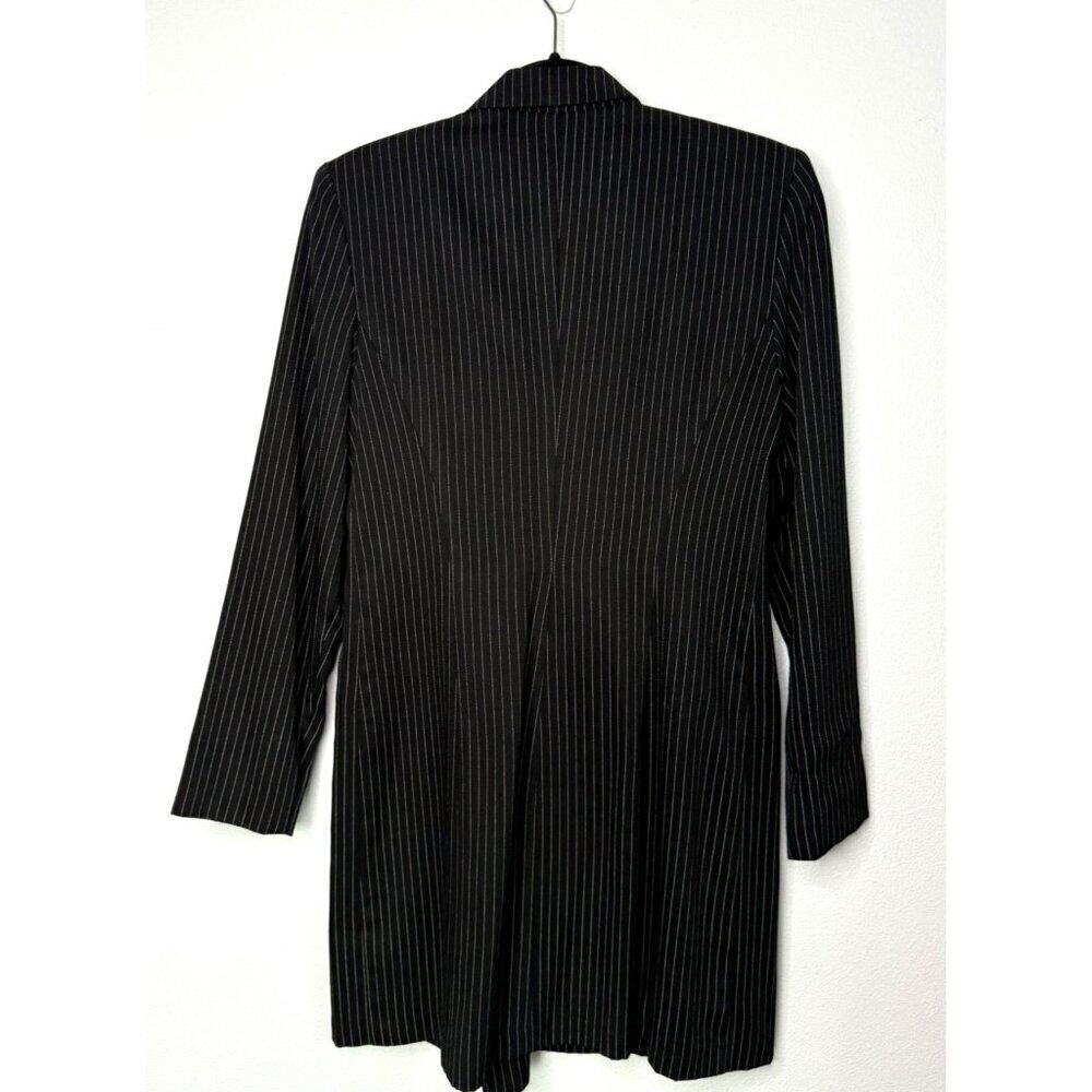 VTG Francine Browner Double Breasted Coat Dress SZ M? Black Pin-Striped 90s - Picture 2 of 8